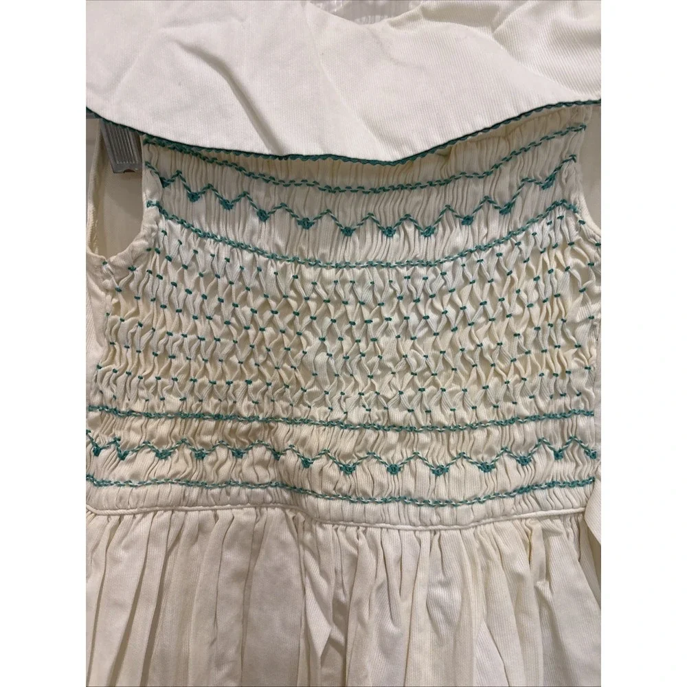 Vtg polly Finders smocked  Girls Party Dress Sz 7  Cottage Prairie + slip READ
